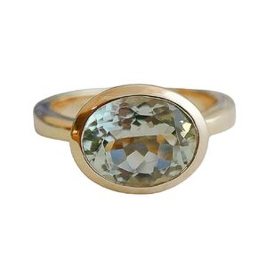 Green Amethyst Oval Cut 925 Gold Plated Sterling Silver Ring - Natural Gem Gemstone - Handmade Jewelry Gift Ideas for Women - Birthday Valentine's Mother's Day Gift - Green Stone - Prasiolite Ring (8)