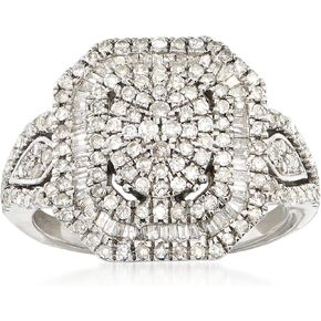 Ross-Simons 1.00 CT. T.W. حلقة مستديرة متعددة المستويات في جولة وخيمة فرعية من الفضة الاسترليني