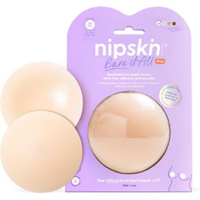 Bare It All Ultra-thin, Adhesive, And Reusable Round Silicone Nipple Covers for Women - Plus Chantilly