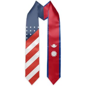 Nepal Flag and USA Country Flag Graduation Stole Graduation Sash Scarf Graduation Gift for International Student Abroad Adult Unisex