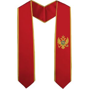 Montenegro Flag Graduation Stole Embroidery Sash for Study Aboard International Students Adult Unisex Gifts