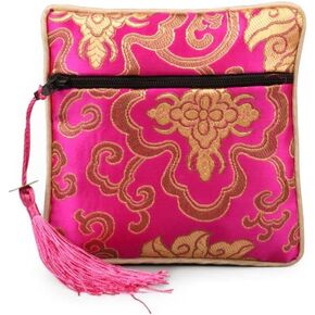 1Pc Rose Red Classic Chinese Embroidered Jewelry Bag Organizer Silk Jewelry Pouch Coin Purses Wallets Small in Size and Light in Weight,Coin Purses and Pouches,Wallets, Card Cases and Money Organizers