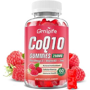 CoQ10 Free CoQ10 ، CoQ10 250mg ، بالإضافة إلى أوميغا 3 ، فيتامين B3 والزنك ، مكملات إنزيم Q10 عالية الامتصاص للطاقة الخلوية ، مضادات الأكسدة ، نكهة التوت ، 60