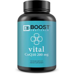 BoostCeuticals CoQ10 Vegan High Absorption 200mg Supplement – Premium Pure Non GMO No Stearates Gluten Free - Clean Pure Coq10-90 Capsules