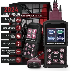 أداة تشخيص الدراجات النارية أداة OBD2 دراجة نارية كود قارئات المسحّب ، قارئ قارئ رمز الدراجات النارية المتفوّر المتفق مع Yamaha 2/3/4p ، Kawasaki 4-6p ، Honda 4P ، OBDII （غير قابلة للتطبيق على الدراجة）