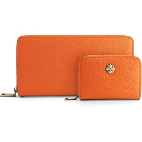 2 Pack Women's Wallet RFID Blocking Leather Zip Around Large Capacity Card Holder Ladies Phone Clutch Long Purse Wristlet