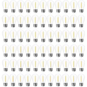 مصابيح Jslinter S14 LED، 25 حزمة، مصابيح سلسلة خارجية موفرة للطاقة 1 وات، 2700 ك أبيض دافئ، متين ومقاوم للماء، قاعدة E26، أجواء إديسون العتيقة، مثالية للفناء والحديقة وإضاءة الحفلات in Kuwait