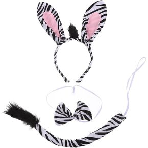 1 Set Zebra Costume Accessories: Zebra Headband Zebra Tail Bowtie Zebra Animal Cosplay for Party Zebra Cosplay