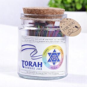 92 Color Coded Torah Verses In A Jar, The Jewish Gifts For Women And Men, Daily Torah Verse, God Gifts, Great Extra Little Gift, Birthday Present For Women (Torah Jar For Jewish)