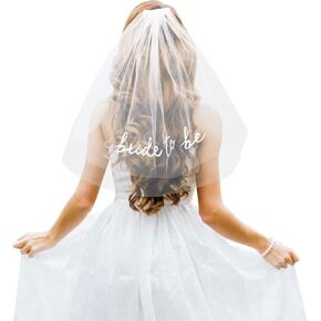 Bride To Be Embroidered Veil, Bride Veil for Bachelorette Party White Veils Headband for Bride Bachelorette Party Favors Accessories for Bridal Showers, Engagement Parties, Wedding