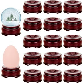 Taiyin 15 Pcs Baseball Stand Game Balls Display Holder 1.6 Inch Egg Crystal Holder Sphere Stand Wooden Decorative Egg Ball for Stones Softball Base Display Pedestals Globe Decor