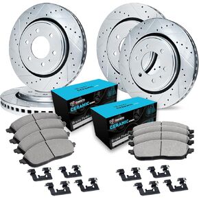 R1 Concepts Front and Rear Brakes and Rotors| Hardware Included| Front and Rear Ceramic Brake Pads and Rotors Kit| Fits 2007-2009 Ford Expedition, Lincoln Navigator