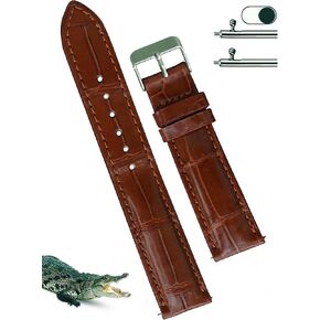 مصنوعة يدويًا AIII-Gator Watch Band Men Quick Release Croc Premium Leather Watch Strap استبدال الألبوس الفضية الفضية مفصل 18 مم 19 مم 20 مم 21 مم 22 ملم 24 ملم