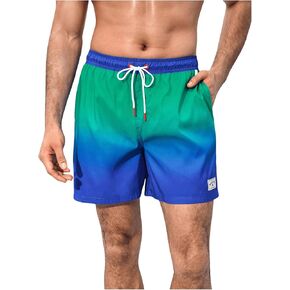 OYOANGLE Men's Drawstring Waist Beach Shorts Summer Swim Trunks with Pockets Swimwear