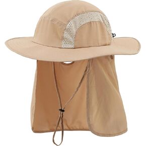 Connectyle Men's Flap Mesh Sun Hat with UPF 50+ Wide Brim Hiking Fishing Hats