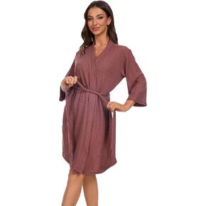 أردية iniber للنساء وافل رداء الاستحمام ناعم خفيف الوزن بطول الركبة S-XXL