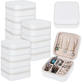 12 Pcs Mini Travel Jewelry Case Bridesmaid Proposal Gift Boxes Small Jewelry Organizer PU Leather Earring Organizer Box Bulk Travel Accessories Portable Travel Jewelry Holder