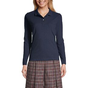 Lands' End School Uniform Women's Long Sleeve Feminine Fit Mesh Polo Shirt