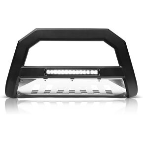 Armordillo AR Series Aluminum Bull Bar with LED Light Bar Compatible with 2021-2024 Ford Bronco|8724163|Matte Black with Aluminum Skid Plate|LED Front Bumper Guard|LED Bull Guard