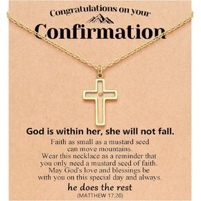 Silver/Gold Move Mountains-Mustard Seed Cross Necklace Confirmation Gifts for Girls Women