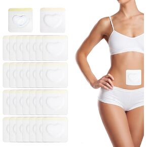 30Pcs Castor Oil Pack Wrap for Belly Button, Self-Adhesive Castor Oil Patches Disposable, Portable Highly Absorbent Belly Button Cover, Anti Massage Oil Leak, Heart-Shaped (Oil Not Included)