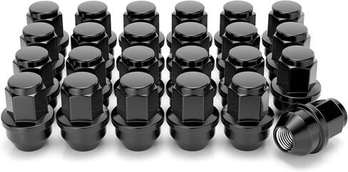 White Knight M14 x 1.50 Lug Nuts for Ford F-150 (2015 - current) | Mach-E | Transit | Expedition and Lincoln Navigator, Factory Style Black Chrome Extra Bulge Acorn – WN00809BK-24AM (24 Pack) in Saudi Arabia
