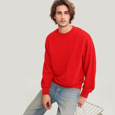 Men's Crewneck Sweatshirt Long Sleeve Fleece Sweatshirts Breathable Lightweight Crew Neck Pullover Sweatshirts in Kuwait