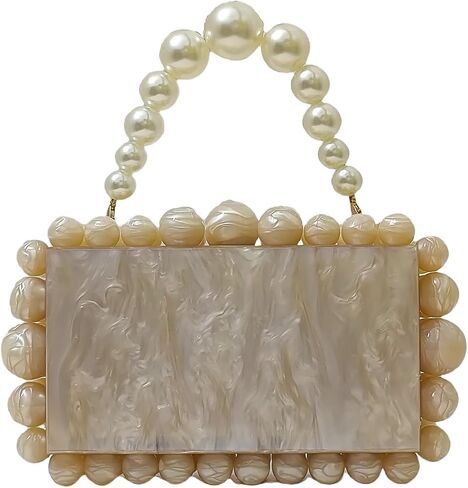 Acrylic Evening Handbag Marble Box Clutch Purse Women Beaded Party Prom Cocktail Bag in Kuwait