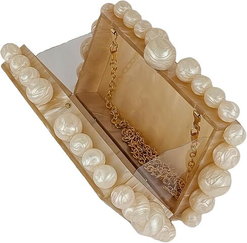 Acrylic Evening Handbag Marble Box Clutch Purse Women Beaded Party Prom Cocktail Bag in Kuwait