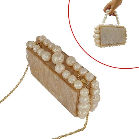 Acrylic Evening Handbag Marble Box Clutch Purse Women Beaded Party Prom Cocktail Bag in Kuwait