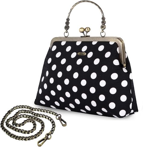 Evening Bag Vintage Purse Kiss Lock Purses and Handbags for Women Floral Canvas Handbag in Saudi Arabia