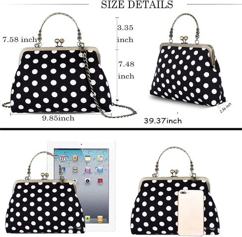Evening Bag Vintage Purse Kiss Lock Purses and Handbags for Women Floral Canvas Handbag in Saudi Arabia