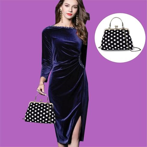 Evening Bag Vintage Purse Kiss Lock Purses and Handbags for Women Floral Canvas Handbag in Saudi Arabia