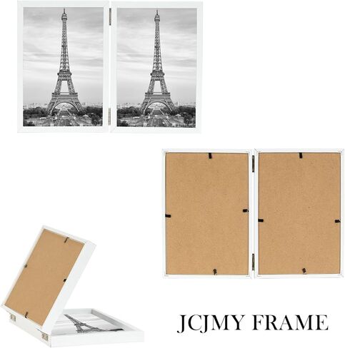 4 × 6 صورة مزدوجة إطار مفصلي قابلة للطي على الطاولة ، خشب الفتحتين 4x6 صورة مزدوجة إطار الصورة مع شاتر مقاوم زجاجي ، أسود in Kuwait