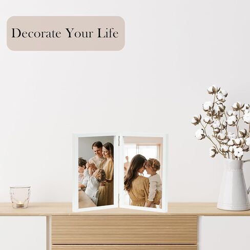 4 × 6 صورة مزدوجة إطار مفصلي قابلة للطي على الطاولة ، خشب الفتحتين 4x6 صورة مزدوجة إطار الصورة مع شاتر مقاوم زجاجي ، أسود in Kuwait