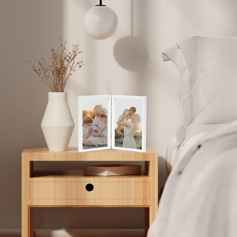 4 × 6 صورة مزدوجة إطار مفصلي قابلة للطي على الطاولة ، خشب الفتحتين 4x6 صورة مزدوجة إطار الصورة مع شاتر مقاوم زجاجي ، أسود in Kuwait