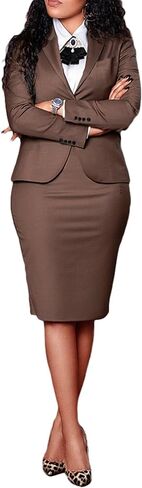 Ptorlio Women’s 2 Piece Outfits Blazer Suit Long Sleeve Work Business Office Jacket Midi Pencil Skirt Set in Saudi Arabia