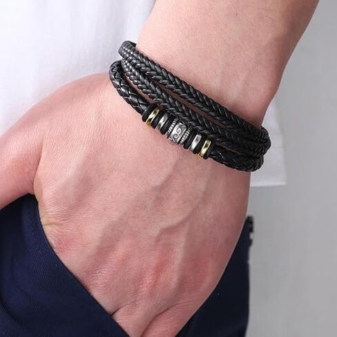 To My Son Grandson Bracelet From Mom Grandma, Infinity Knot Love You Forever Linked Together Handmade Leather Cuff Bracelets Mens Birthday Weave Gift Jewelry in Saudi Arabia