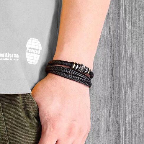To My Son Grandson Bracelet From Mom Grandma, Infinity Knot Love You Forever Linked Together Handmade Leather Cuff Bracelets Mens Birthday Weave Gift Jewelry in Saudi Arabia