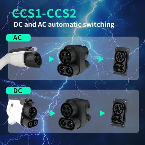 CCS1 to CCS2 Adapter EV Charger Adpater DC 1000V 250A and AC 32A EV Charger Connector Type 1 to Type 2 Adapter SAE j1772 to IEC62196(Black) in Saudi Arabia