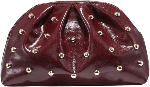 Verdusa Women's PU Leather Studded Clutch Handbags Retro Magnet Ruched Evening Bags in Saudi Arabia