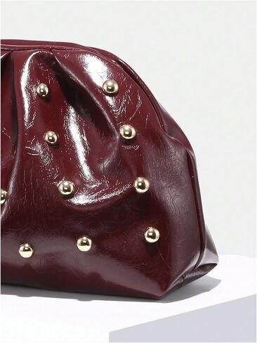 Verdusa Women's PU Leather Studded Clutch Handbags Retro Magnet Ruched Evening Bags in Saudi Arabia