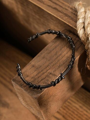 Haquil Gothic Punk Bark Barbled Wire Twisted Cuff Mebalry Gift للرجال والنساء in Saudi Arabia