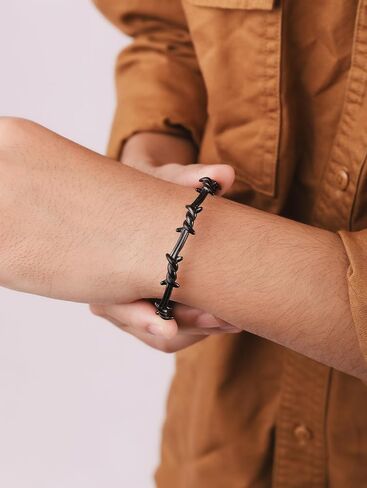 Haquil Gothic Punk Bark Barbled Wire Twisted Cuff Mebalry Gift للرجال والنساء in Saudi Arabia