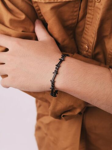 Haquil Gothic Punk Bark Barbled Wire Twisted Cuff Mebalry Gift للرجال والنساء in Saudi Arabia