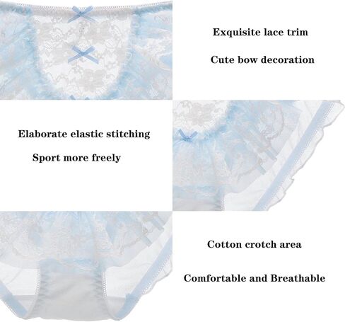 Sexy Floral Panties for Women Lolita Lace Frilly Cute Underwear Soft Invisible Sheer Bikini Briefs Bridal Lingerie in Kuwait