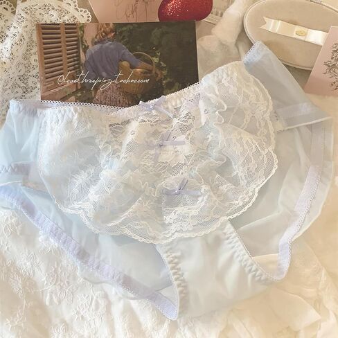 Sexy Floral Panties for Women Lolita Lace Frilly Cute Underwear Soft Invisible Sheer Bikini Briefs Bridal Lingerie in Kuwait
