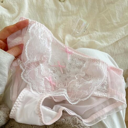 Sexy Floral Panties for Women Lolita Lace Frilly Cute Underwear Soft Invisible Sheer Bikini Briefs Bridal Lingerie in Kuwait