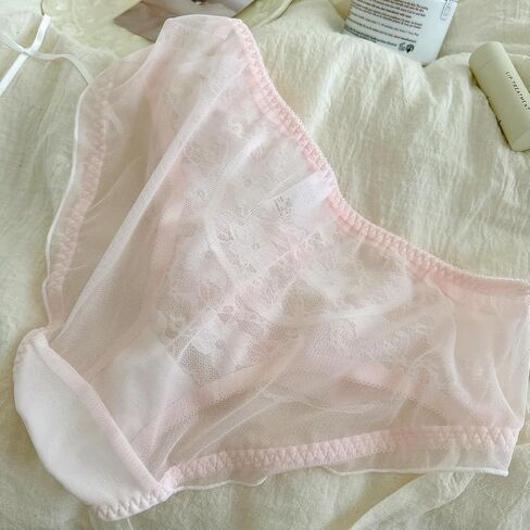 Sexy Floral Panties for Women Lolita Lace Frilly Cute Underwear Soft Invisible Sheer Bikini Briefs Bridal Lingerie in Kuwait