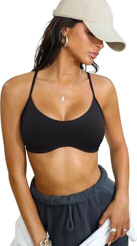 Laslulu Womens Sexy Y Back Sports Bra pat Racerback Spaghetti Strap Workout Yoga Gym Athletic Bras Tops Bralettes in Kuwait